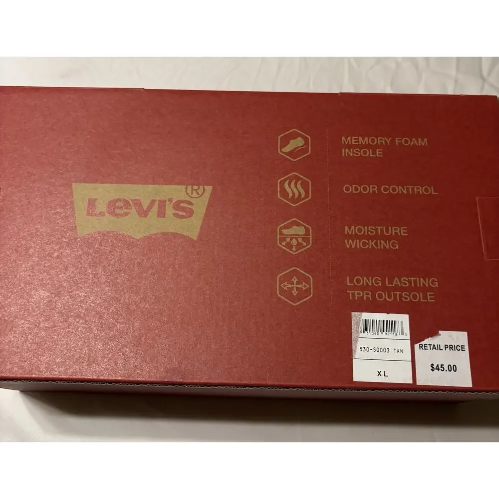Levi’s Men’s Memory Foam Moccasin Slippers XL 11-12 Tan Sherpa Lined NIB